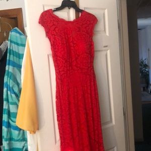 Gorgeous red lace prom dress with back cutout